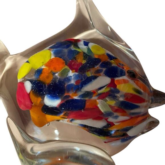 Vtg Art Glass Fish Paperweight Figurine Spotted Multi Color NANCO - 5”t 5.5”w - Picture 13 of 13